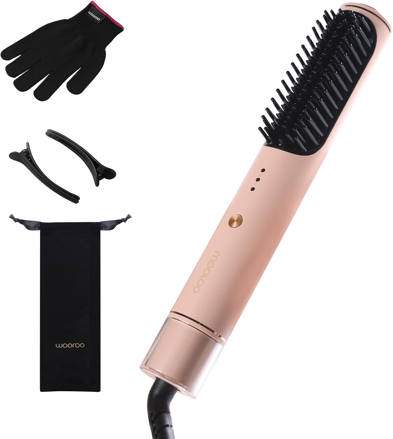 Hair Straightener Brush, Ionic Hair Straightening Brush Flat Iron for Women, Anti-Scald and Anti-Frizz Ceramic Straightening Comb Fast Heating for Professional Salon at Home