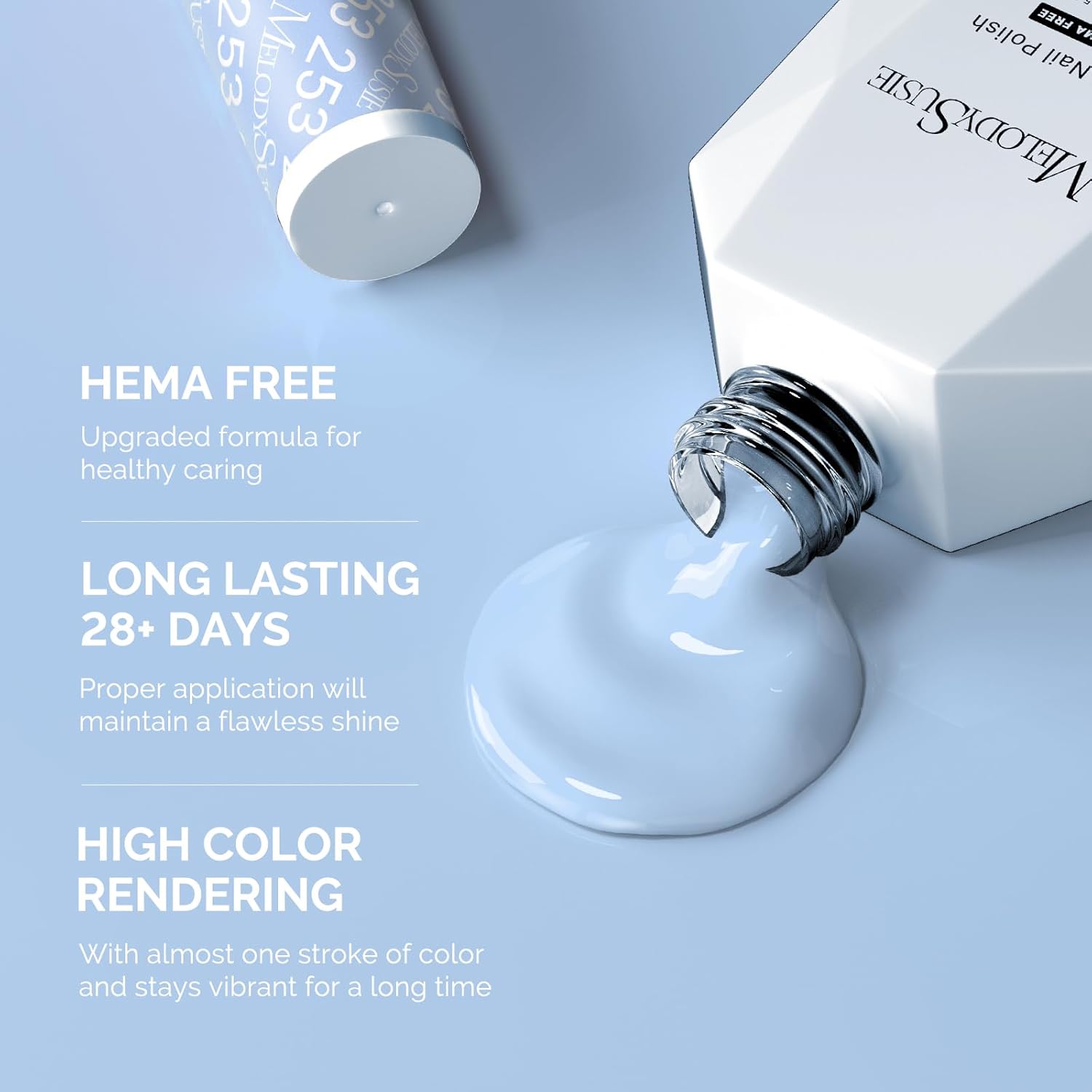 MelodySusie 0.5 Fl Oz Hema-Free Light Blue Non-Toxic Long Lasting Gel Nail Polish - Image 3