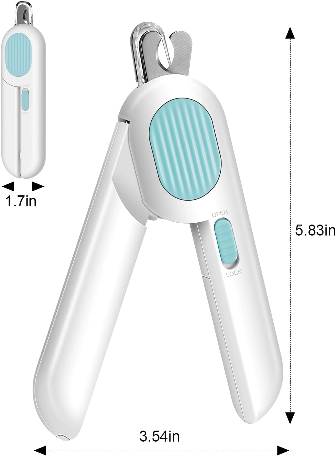 Odoland Blue Pet Nail Clipper with Built-in LED Light and Nail File for Small Cats - Image 7