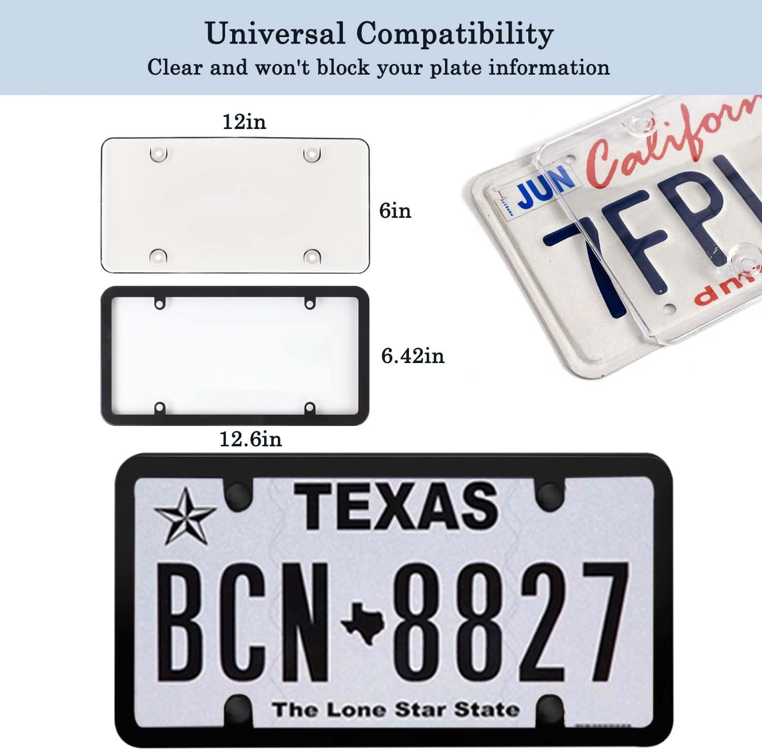 2 Pack Clear Acrylic License Plate Covers with Screw Caps for Standard US Plates - Image 2