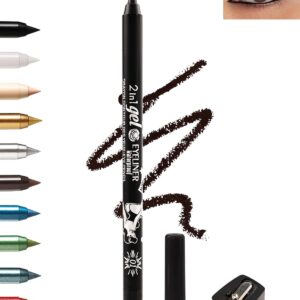 Black Gel Eyeliner Pencil, Sharpenable Eye Liner Waterproof Smudge proof Long Lasting, Matte Gel Cream Smooth Texture, Intense Color Waterline Eyeliner Pen Makeup with Sharpener, Delineador De Ojos-01
