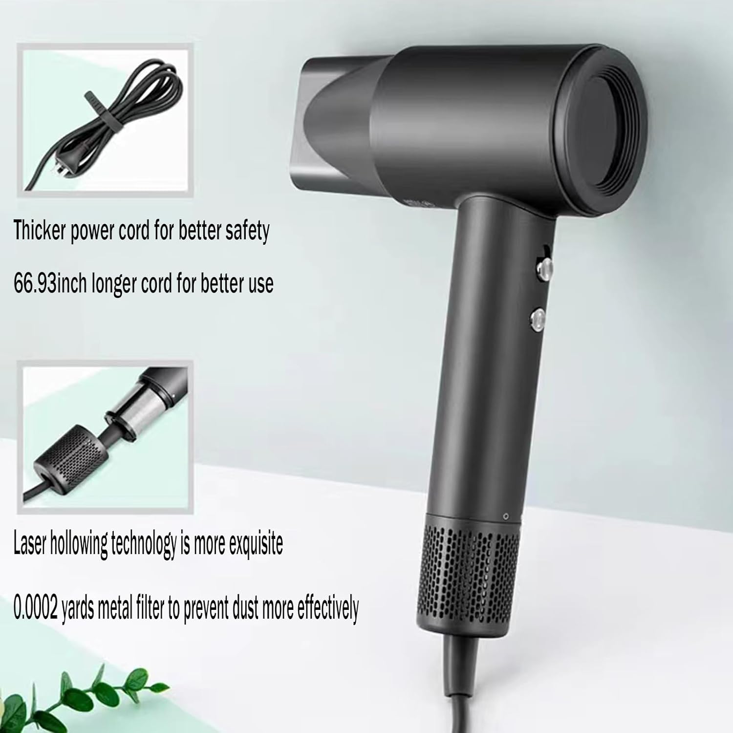 BOWEI Lightweight Hair Dryer 110,000 RPM 3 Speeds 6 Temps Negative Ionic Technology - Image 4