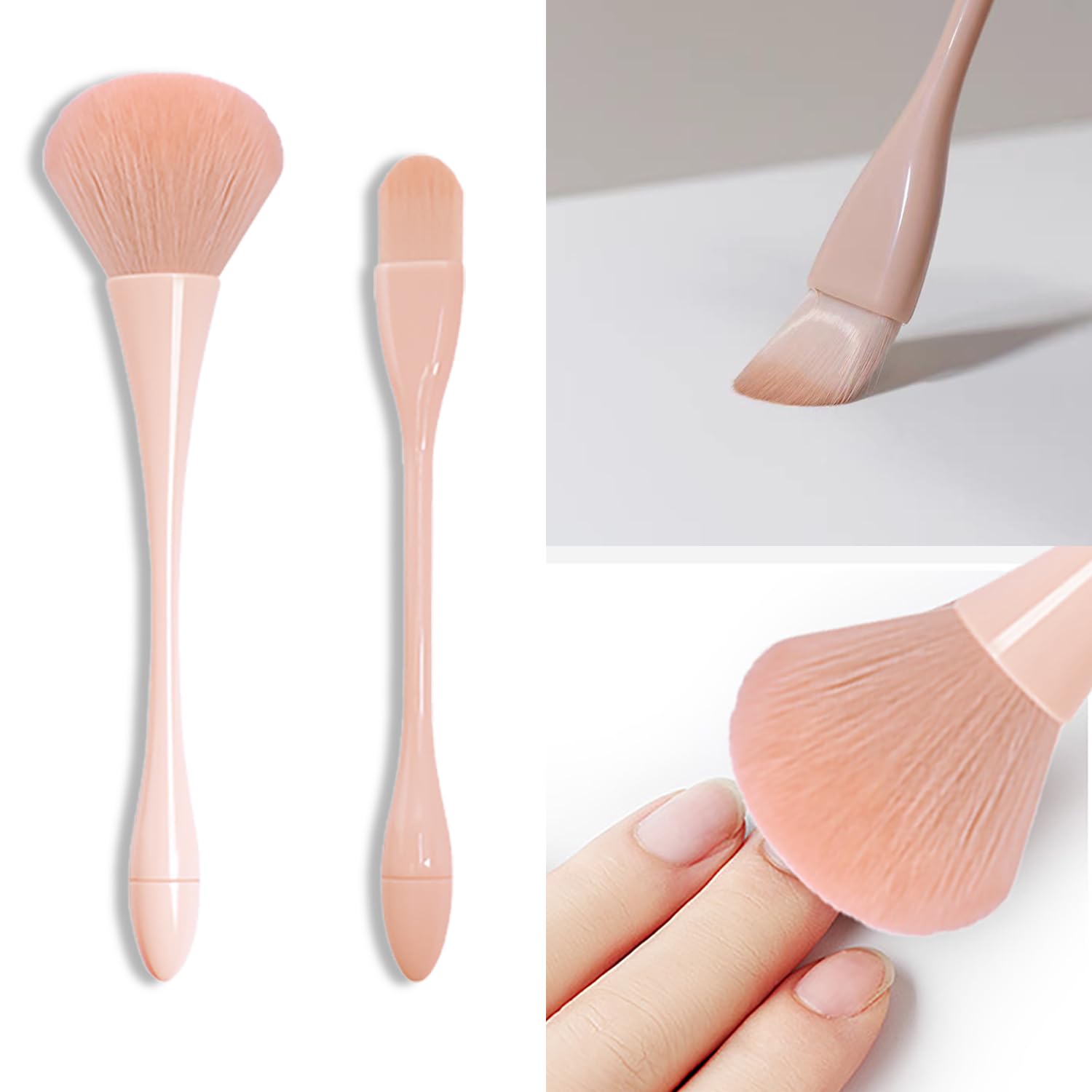 WOKOTO 5pc Peach Pink Nail Art & Makeup Dust Brush Set - Image 5