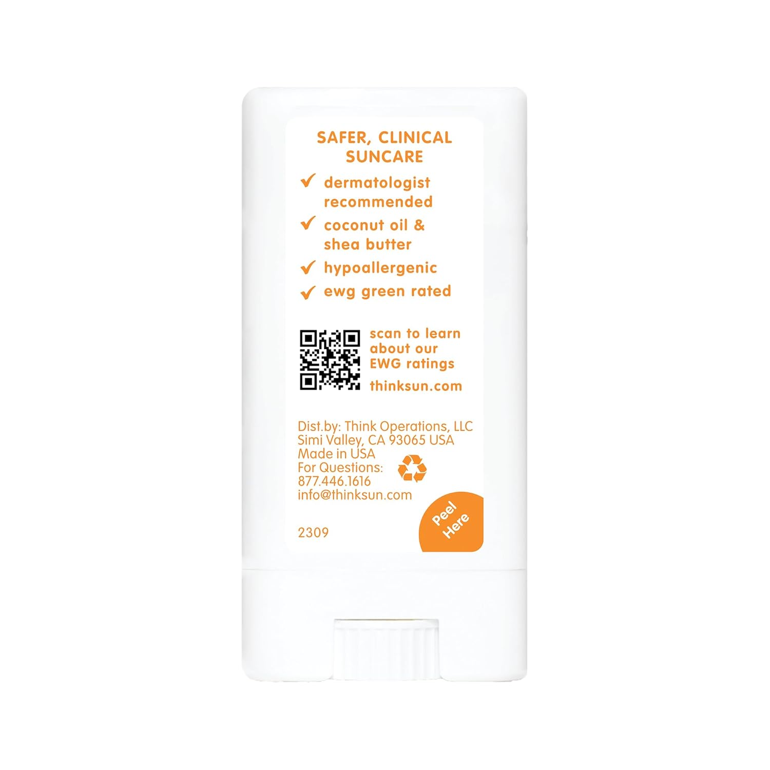 Thinkbaby SPF 30 Natural Sunscreen Stick 0.64 oz Water Resistant for All Ages - Image 3