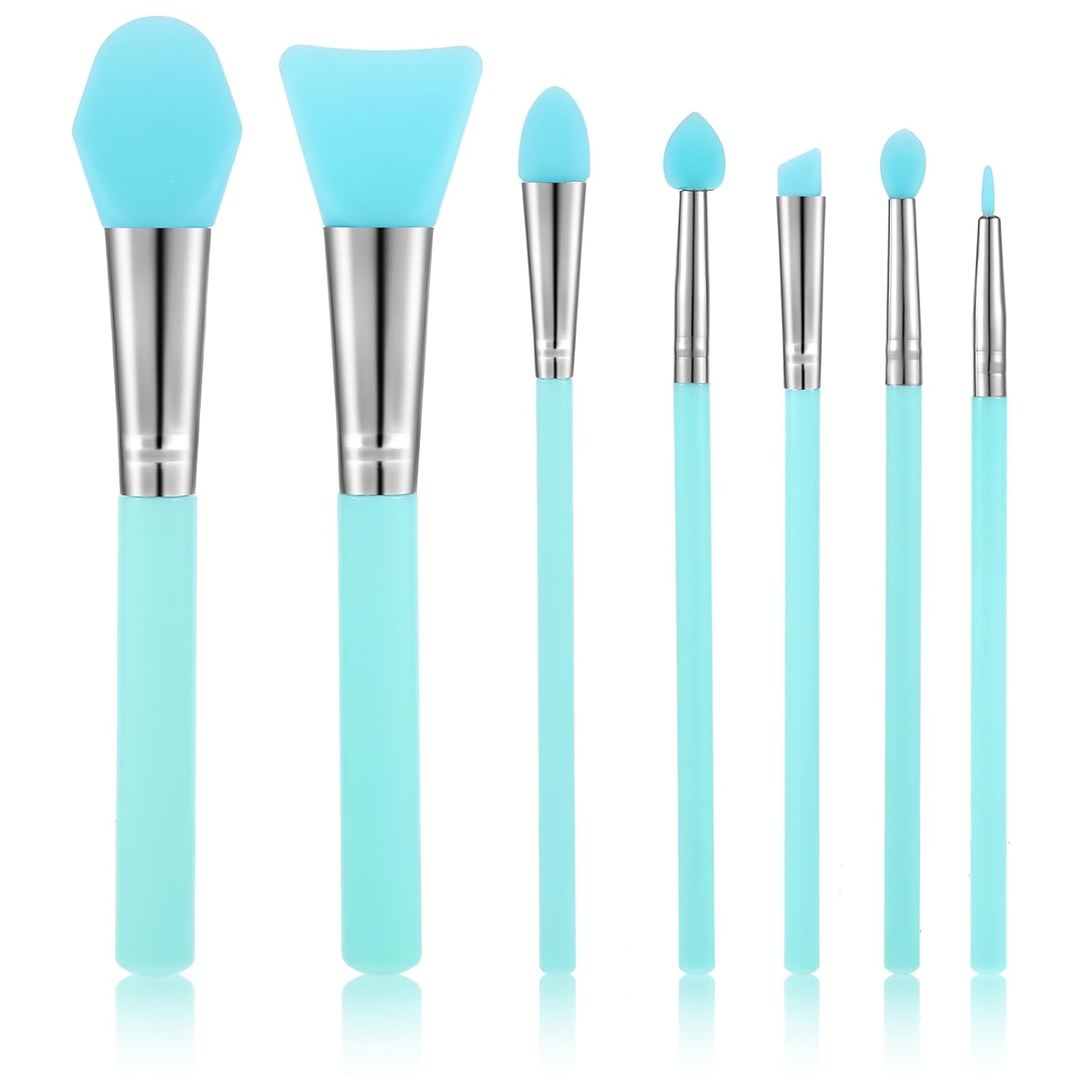 7 Pcs Silicone Brush Applicator Kit, Silicone Paint Brush, Jelly Face Mask Applicator for UV Resin Epoxy Art Crafting and Cream Makeup Products (Mint Green)