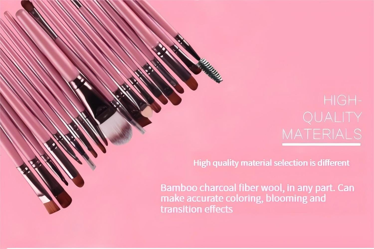 20-Piece Pink Professional Makeup Brush Set for Face and Eye Application - Image 2