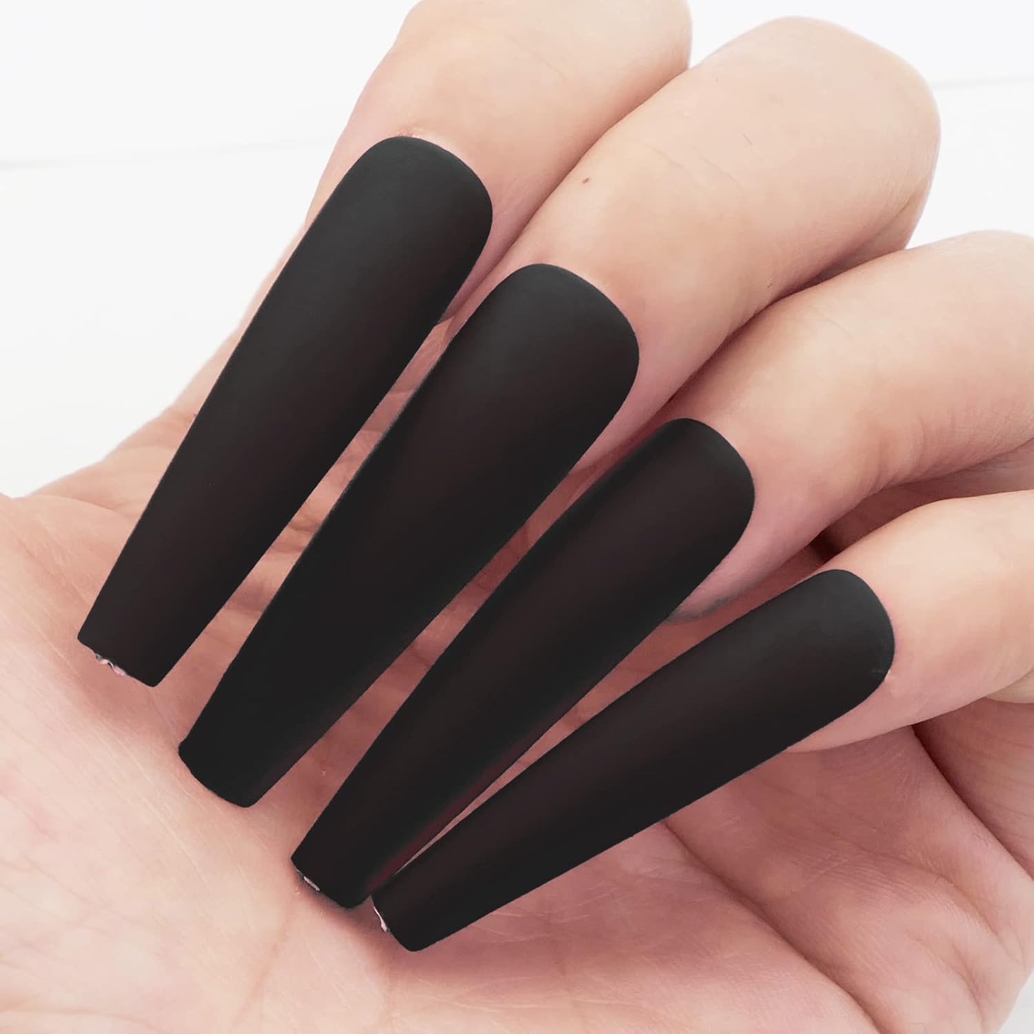 AddFavor XXL Black Matte Full Cover Acrylic Press On Nails 120 Pcs 12 Sizes - Image 8