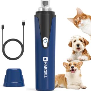 HARDELL Dog Nail Grinder, Super Quiet Dog Nail Trimmers with 2 LED Lights & 3 Grinding Ports, USB Rechargeable and Cordless Safety Pet Nail Grinder for Small Dogs/Cats & Puppy