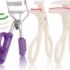 3PCS Eyelash Curlers, Lash Curler and Silicone Refill Pads Eye Lash Curler Wide Angle,Localized No Pinching,Pulling Eyelashes for Beginner Women,Girls,Lady Makeup Tool Eye Curler