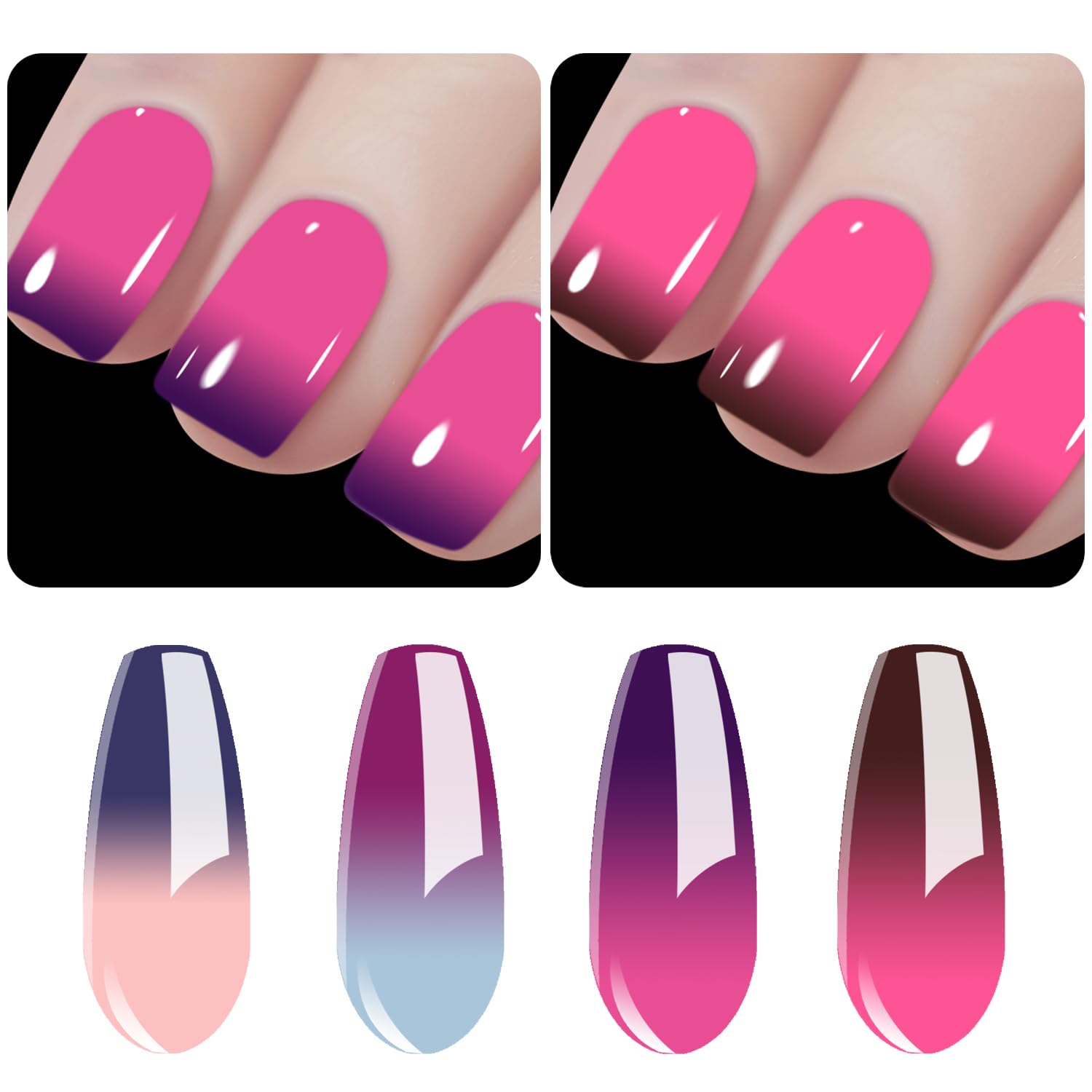 Vishine 4 Color Changing Thermal Gel Nail Polish Set Soak Off UV LED - Image 3
