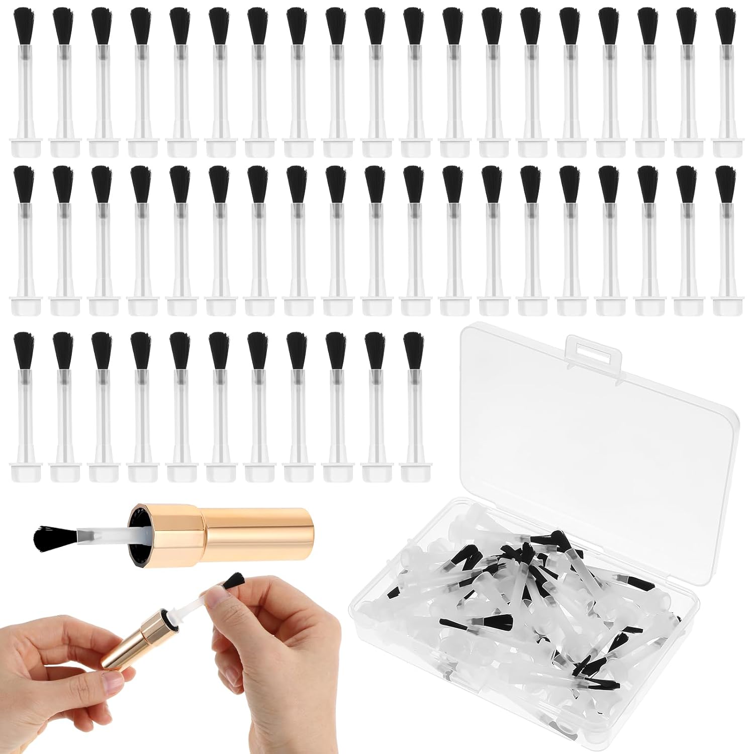 66 Pcs Replacement Nail Polish Brush Kit Disposable Dip Replacement Brush with Handle Mini Soft Bristles Nail Art Brushes Dipping Powder Liquid Replacement Brushes for Salon
