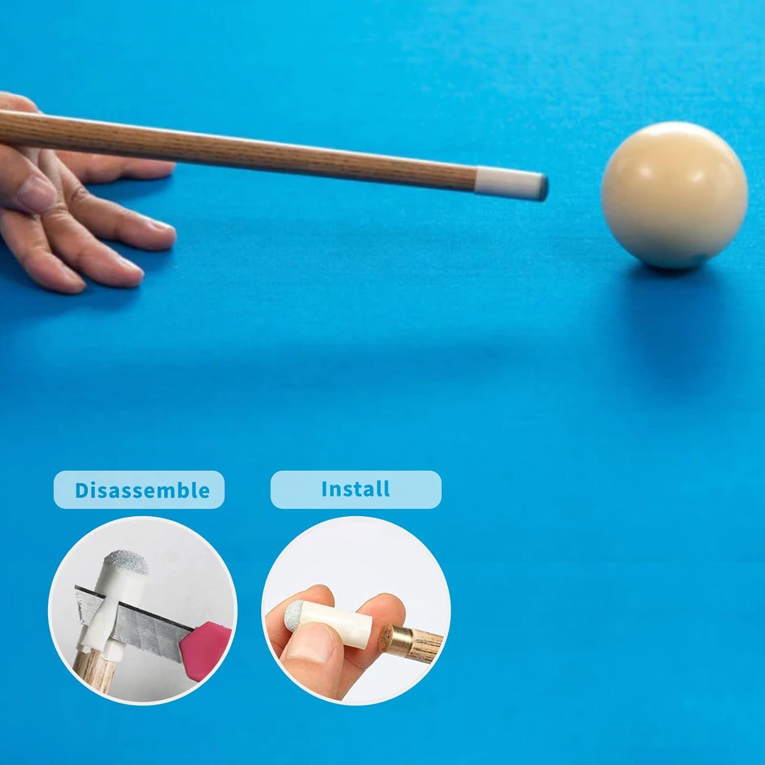 7-Piece Deluxe Pool Table Maintenance Kit with 2 Brushes, Cue Cloth, 12 Chalk Cubes, and 20 Accessories - Image 6