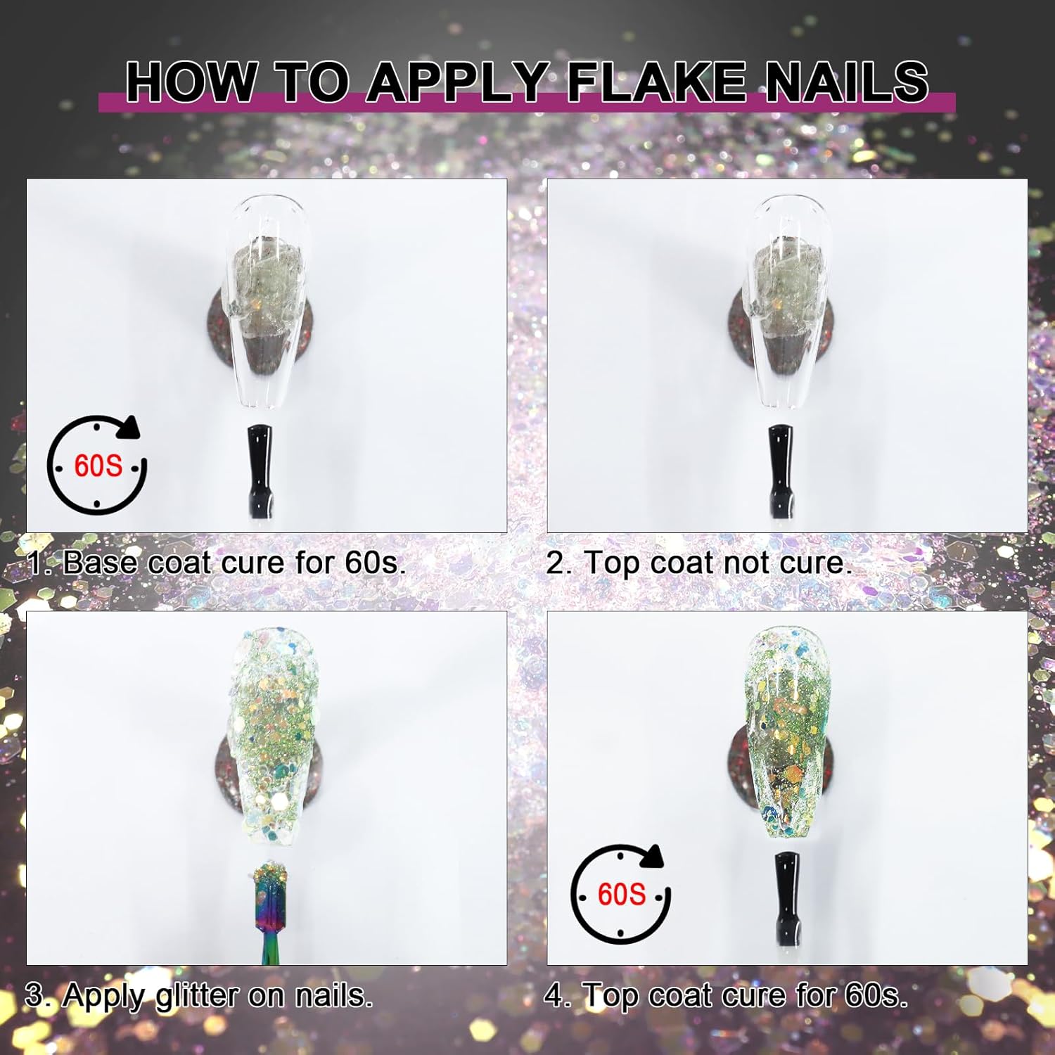 Allstarry 4-Color Nail Glitter Set, Ultra-Thin Iridescent Flakes for Professional Nail Art and DIY Projects - Image 5