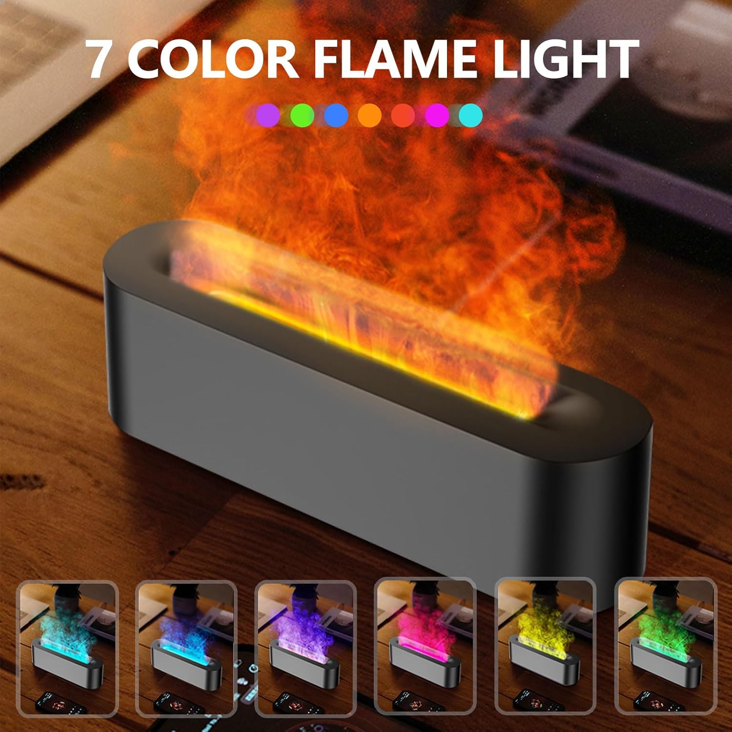 150ml Flame Essential Oil Diffuser with 7 Colour Lights Aromatherapy Humidifier for Home Office - Image 2