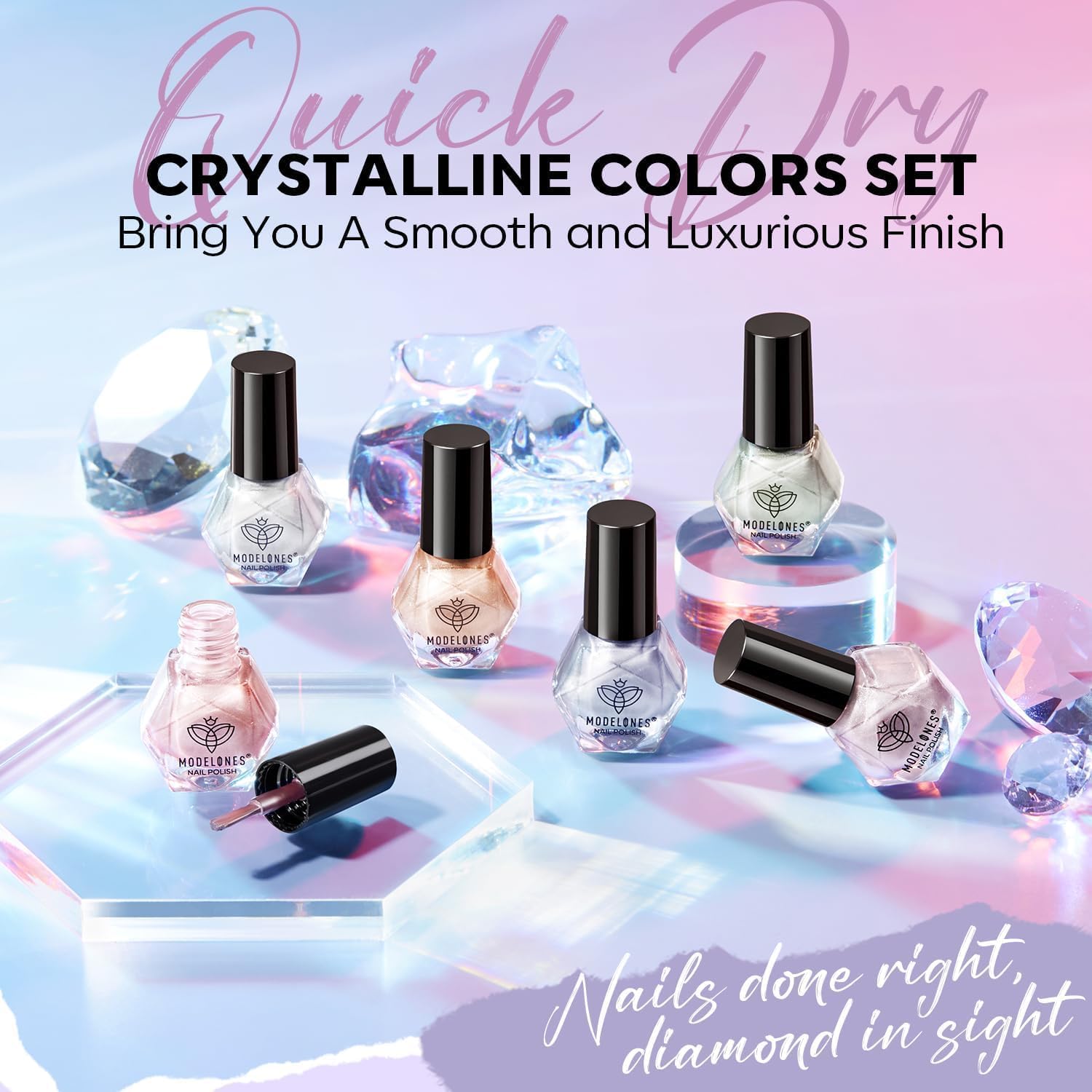 Modelones Cat Eye Gel Nail Polish Kit, 6 Mini Quick Dry Colors for Home DIY Manicure - Image 2