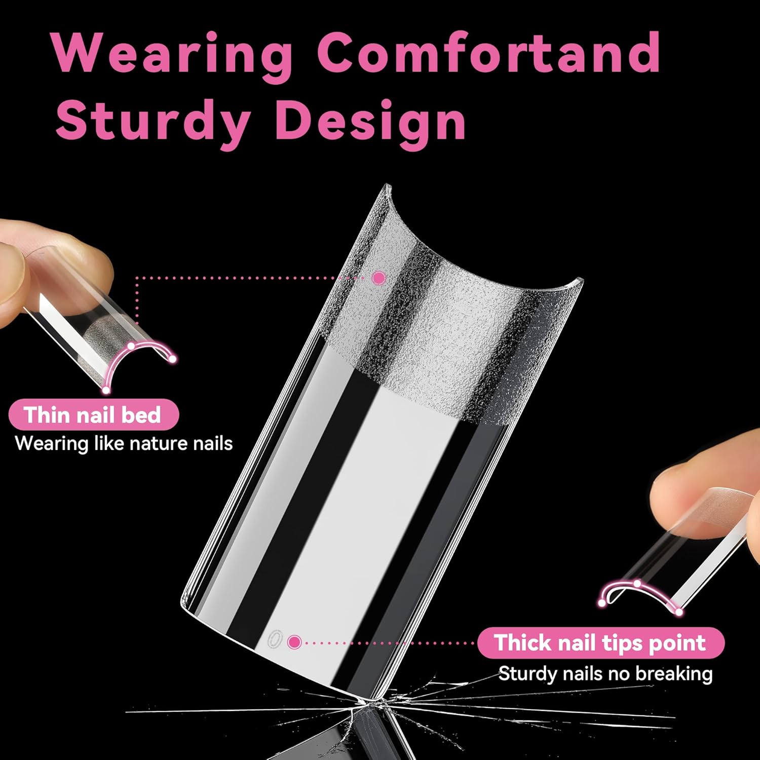 UNA GELLA Medium Square Nail Tips 216 Pcs Clear Half Cover Gel Nails for DIY Salon - Image 4
