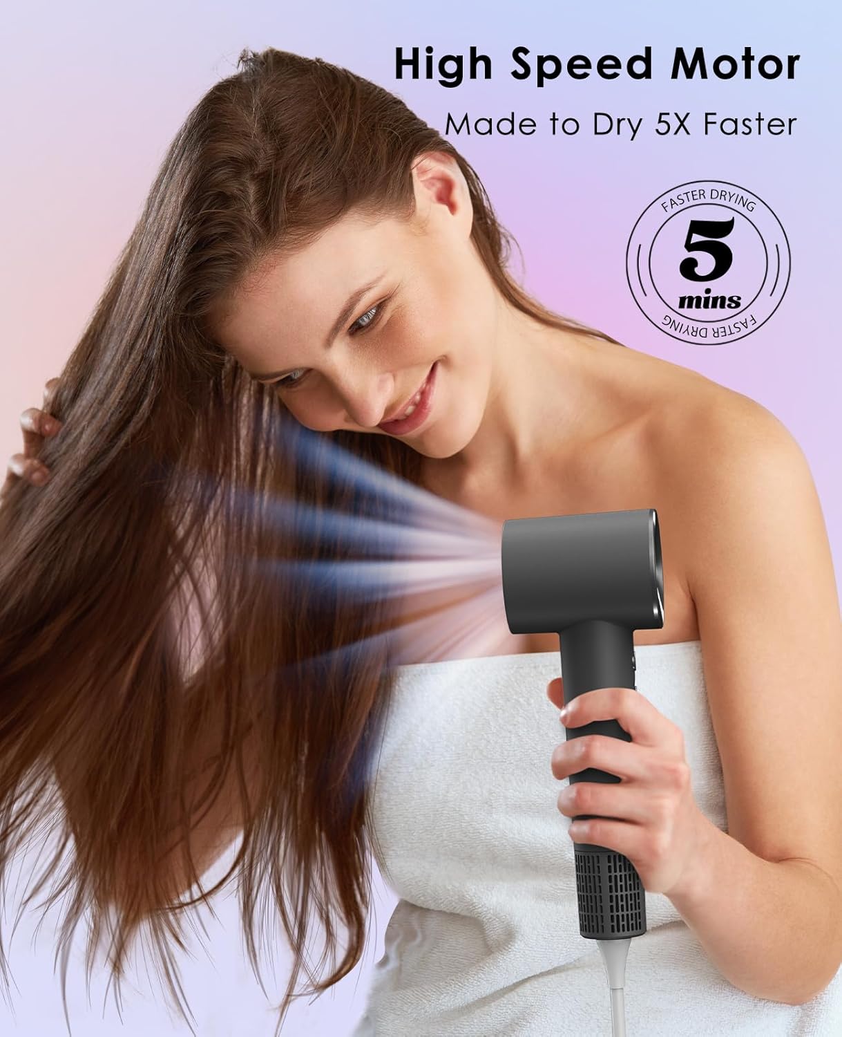 110,000 RPM High-Speed Negative Ionic Hair Dryer, Lightweight, Low Noise, Professional Salon Quality - Image 2