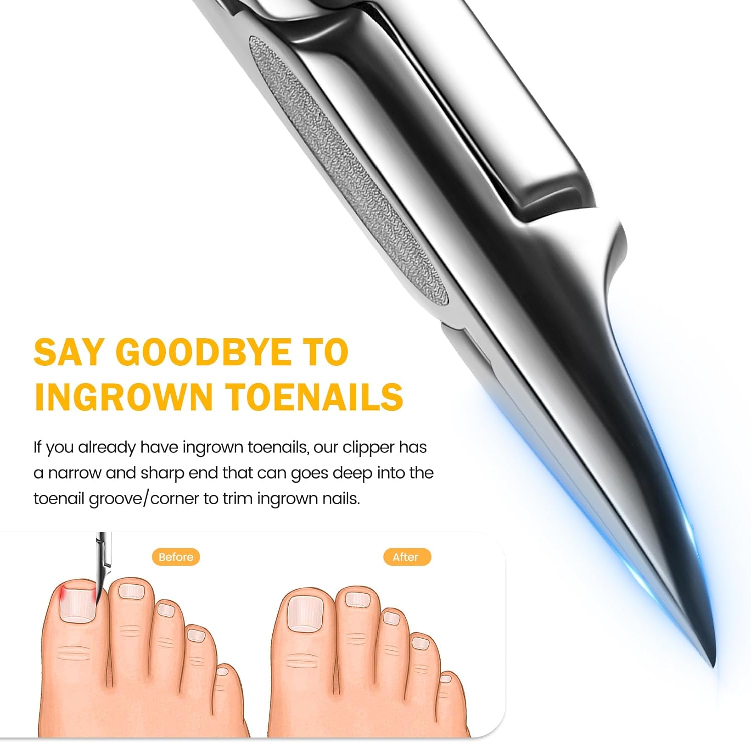 BEZOX Ergonomic Straight Toenail Clippers for Ingrown Prevention and Thick Nails - Image 3