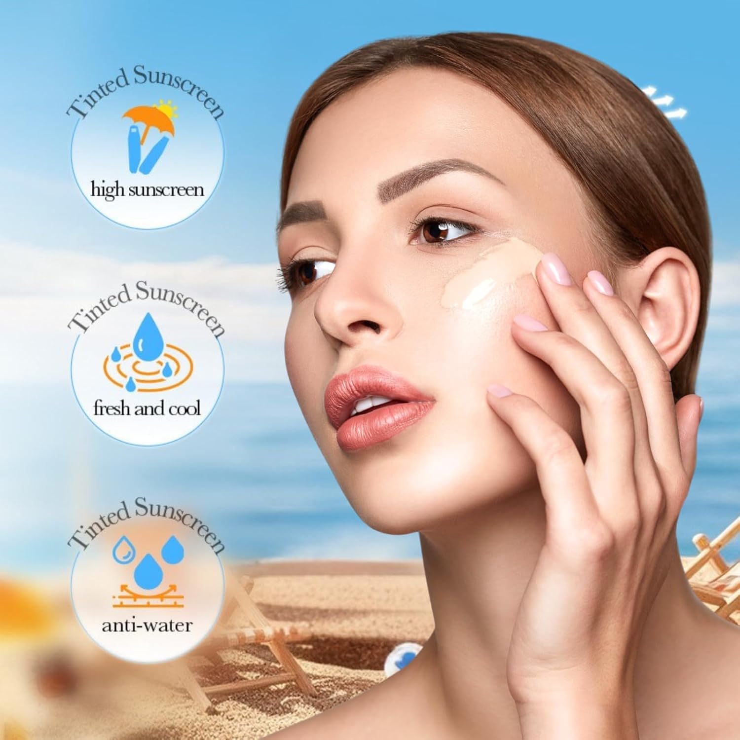 2 Pcs Tinted Mineral Sunscreen Lotion for Face SPF 50+ with Zinc Oxide and Hyaluronic Acid - Image 4