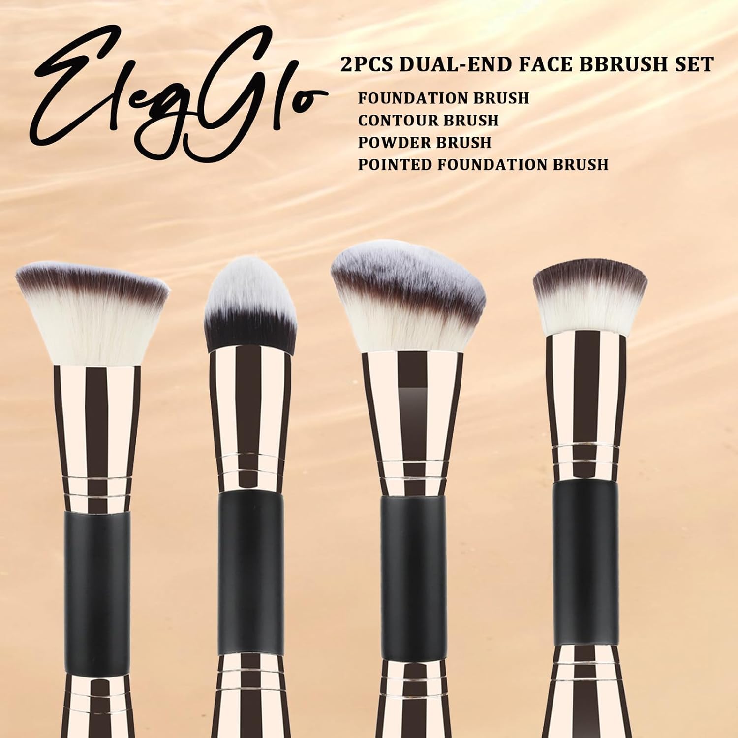 2-Pack Dual-Ended Foundation & Concealer Makeup Brush Set Vegan Synthetic Bristles - Image 3