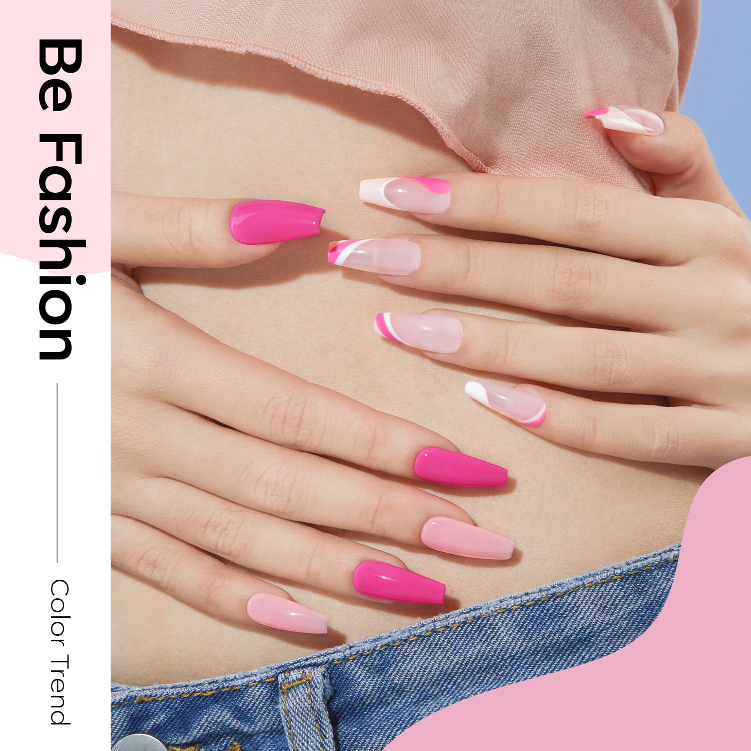 Modelones Pink Jelly Gel Nail Polish Set, 6 Colors, Includes Nail Art Brush - Image 4