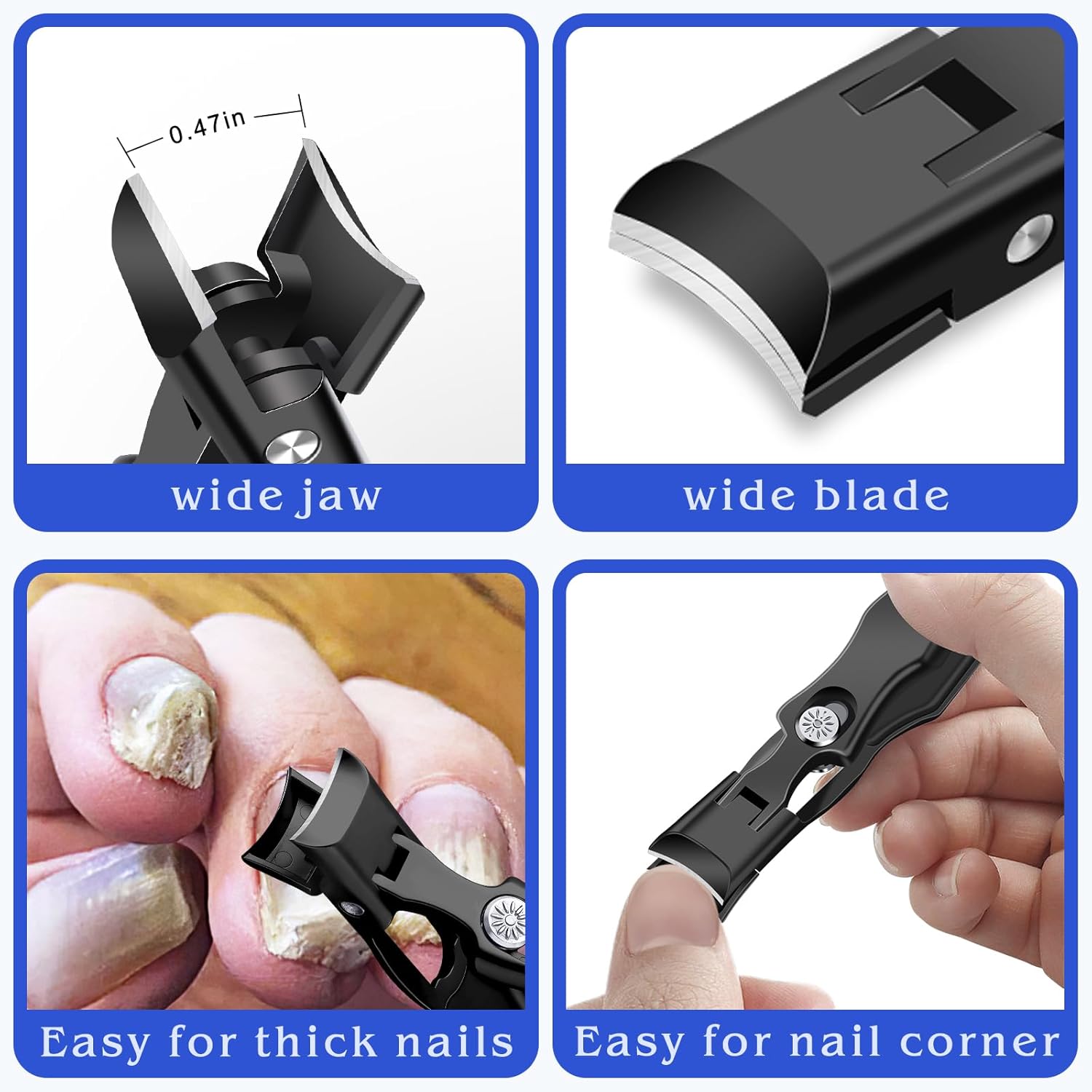 Heavy Duty German Stainless Steel Nail Clippers with Catcher for Thick Nails - Image 2