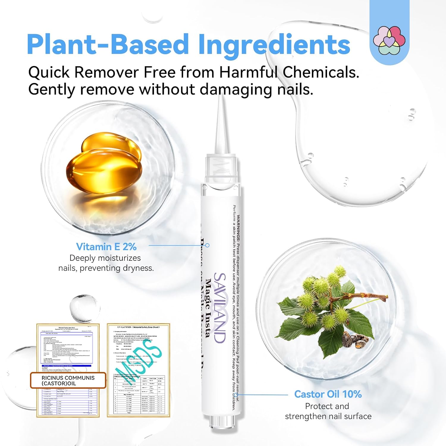 SAVILAND 10s Solid Nail Glue Remover Pen with Vitamin E and Castor Oil for Press On Nails - Image 6