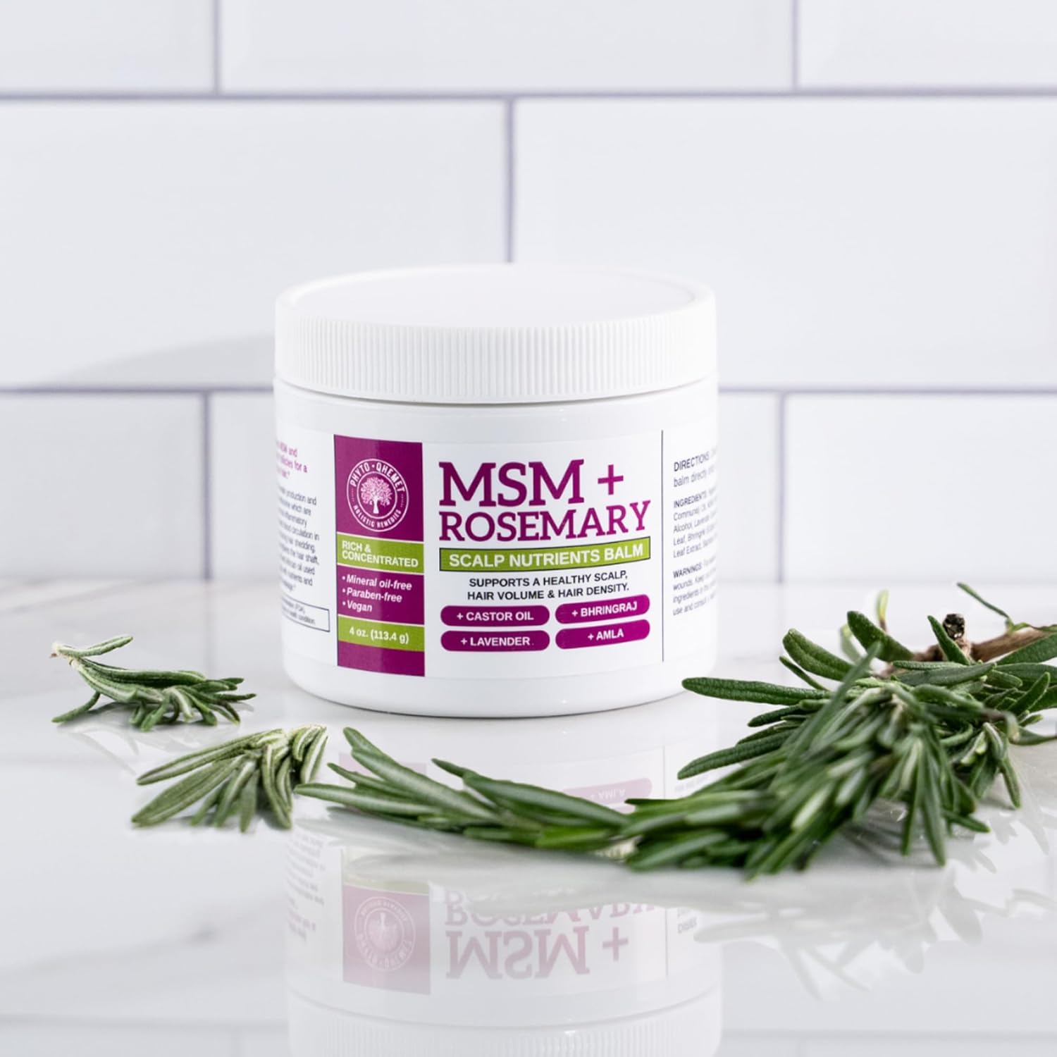 Qhemet Biologics MSM Rosemary Scalp Balm 4 oz for Dry Thinning Hair Vegan - Image 4