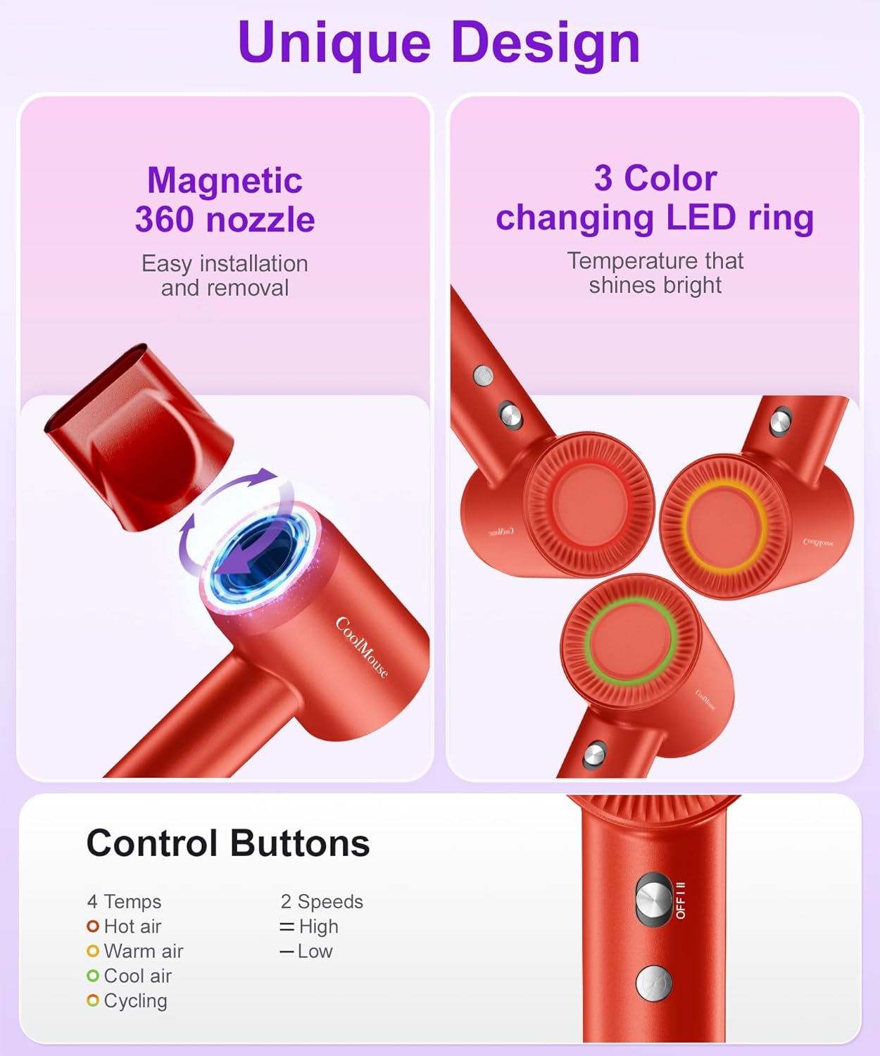 Travel-Friendly High-Speed Ionic Hair Dryer 150000 RPM Motor Magnetic Diffuser - Image 2