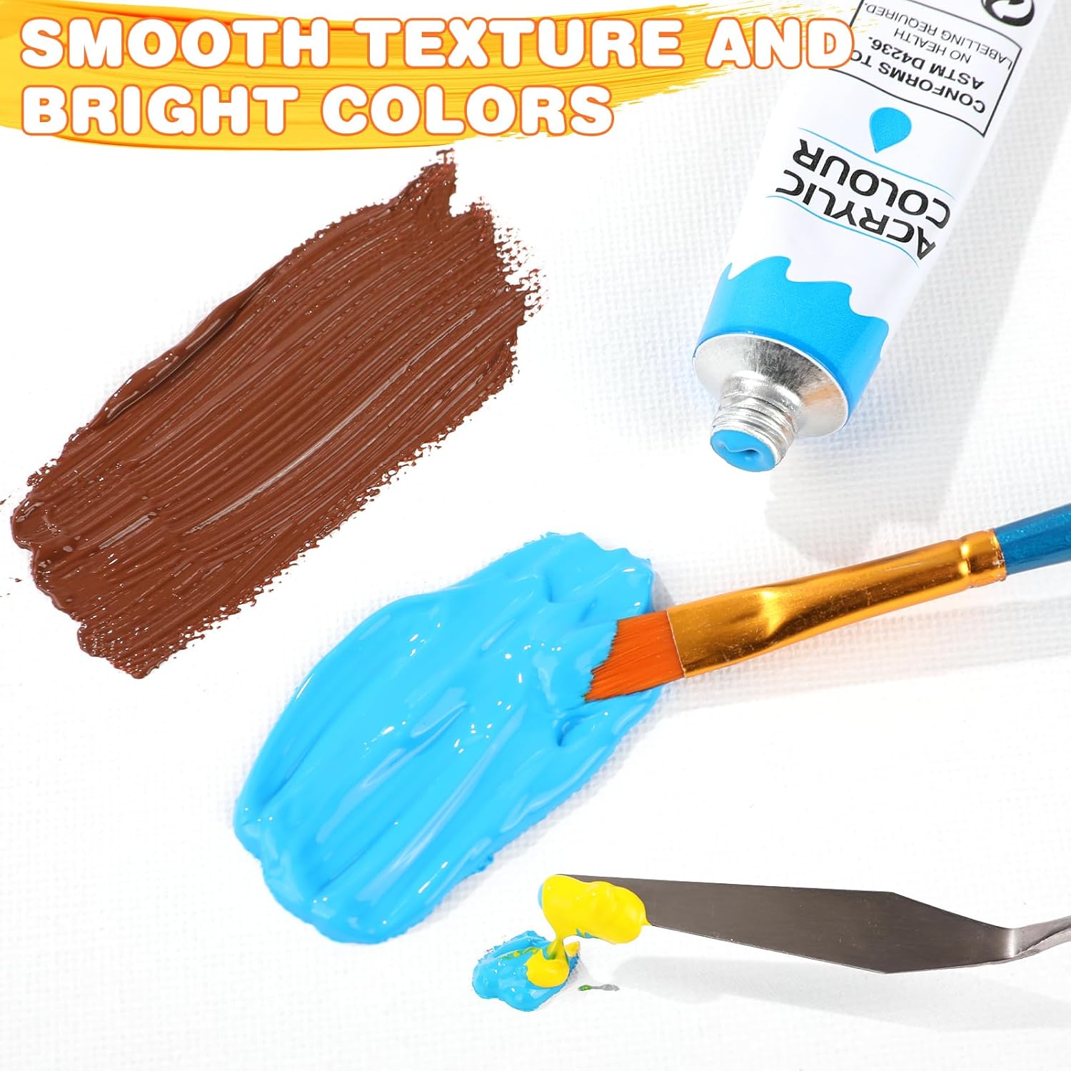 ESRICH 24 Non-Toxic Acrylic Paint Set, 12 Colors, 2 Packs, Includes 20 Brushes for All Ages - Image 3