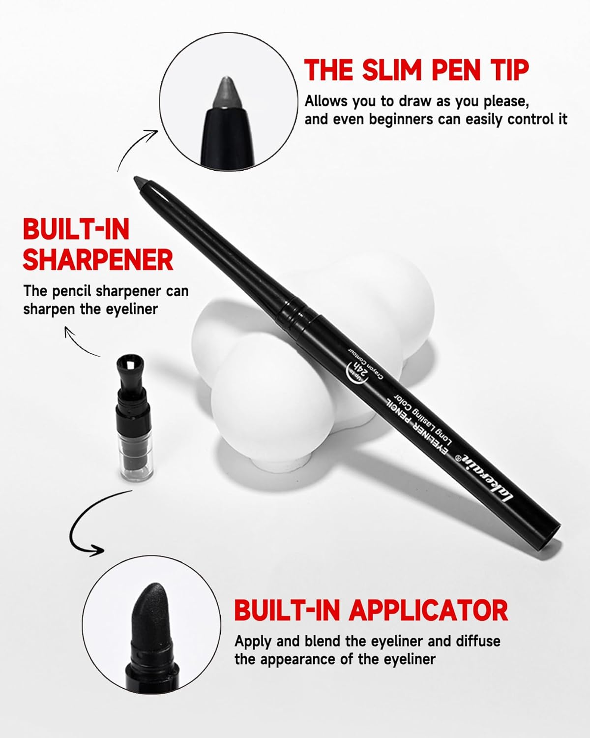 Navy Blue Waterproof Eyeliner Gel Pencil Set 2 Smudge Proof Retractable Pencils with Sharpener and Smudger - Image 5