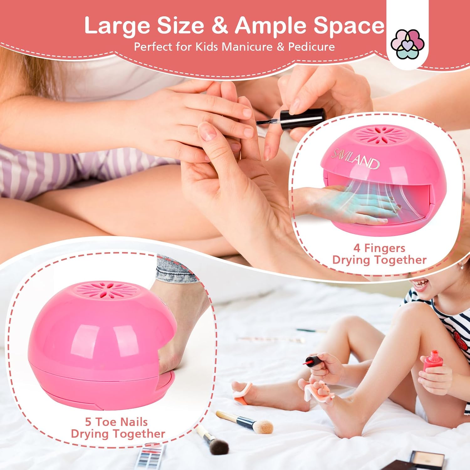 SAVILAND Mini Nail Dryer for Kids Quick Dry Regular Polish Perfect for Beginners 4 Lamps - Image 4
