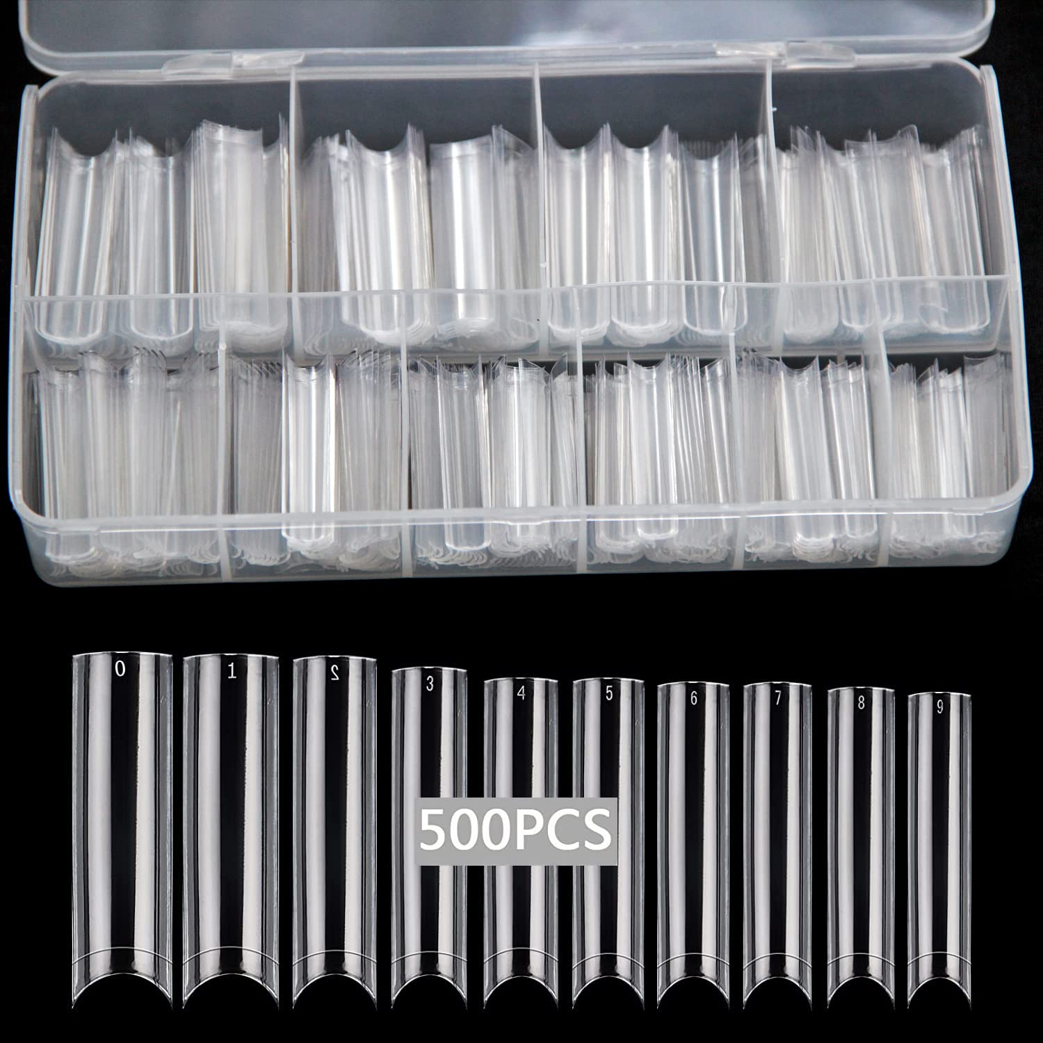 SWETIDY XXL Extra Long Clear Acrylic Square Flat Nail Tips 500 Piece Set for DIY Nail Art - Image 2