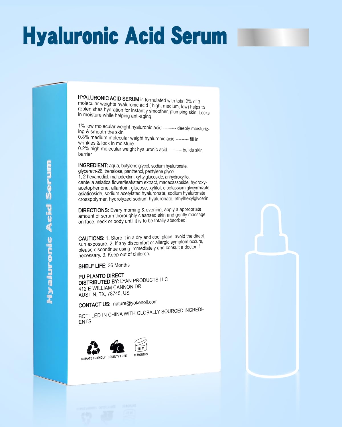 PU PLANTO B5 Hyaluronic Acid Serum 2oz, Hydrating Anti-Aging Formula with Vitamin B5 - Image 8