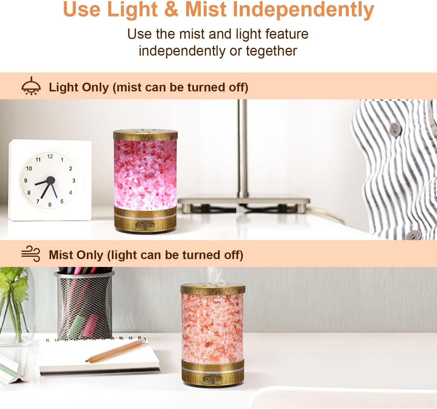 Himalayan Pink Salt Essential Oil Diffuser 120ml Capacity with 7 Color Lights - Image 5
