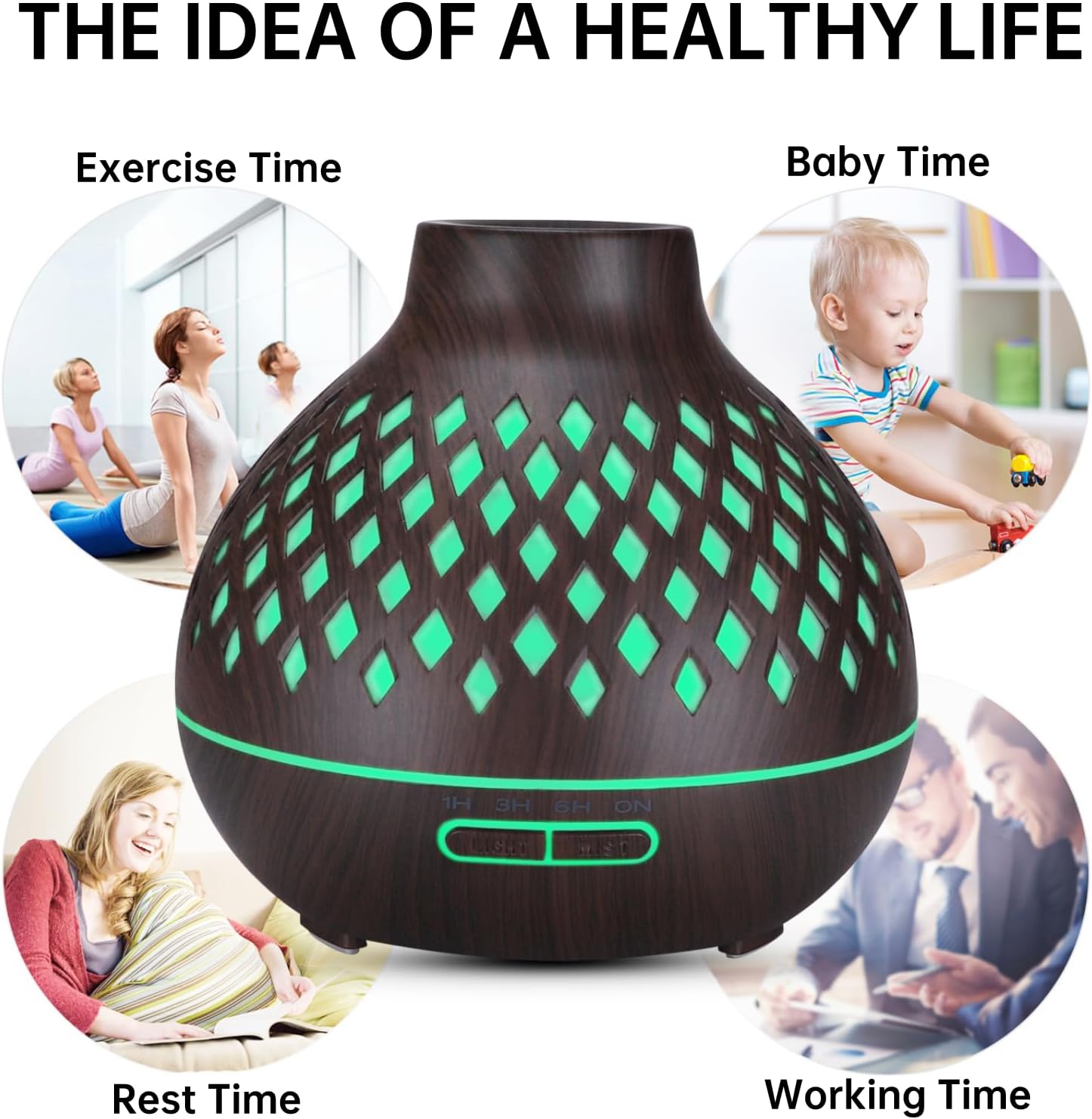 500ml Essential Oil Diffuser with Remote Control, 7 LED Colors, Auto-Off, Home and Office Use - Image 4