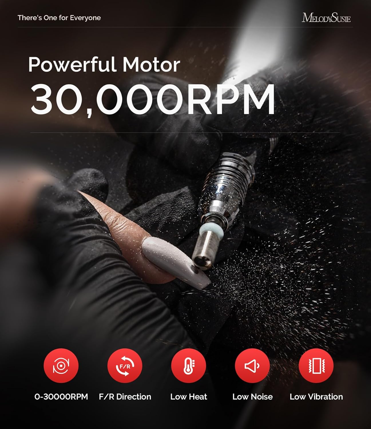 MelodySusie 30000RPM Electric Nail Drill Set with Foot Pedal for Acrylic Gel Nails Scarlet Pink - Image 4