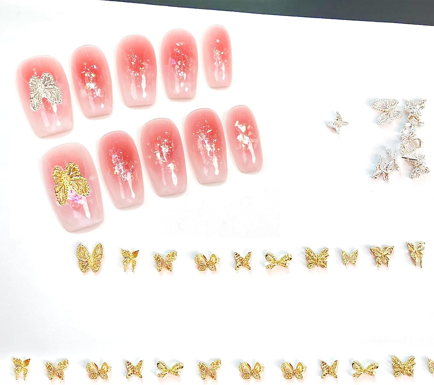 100 Piece Gold Silver 3D Butterfly Nail Art Charms for Acrylic Nails - Image 4