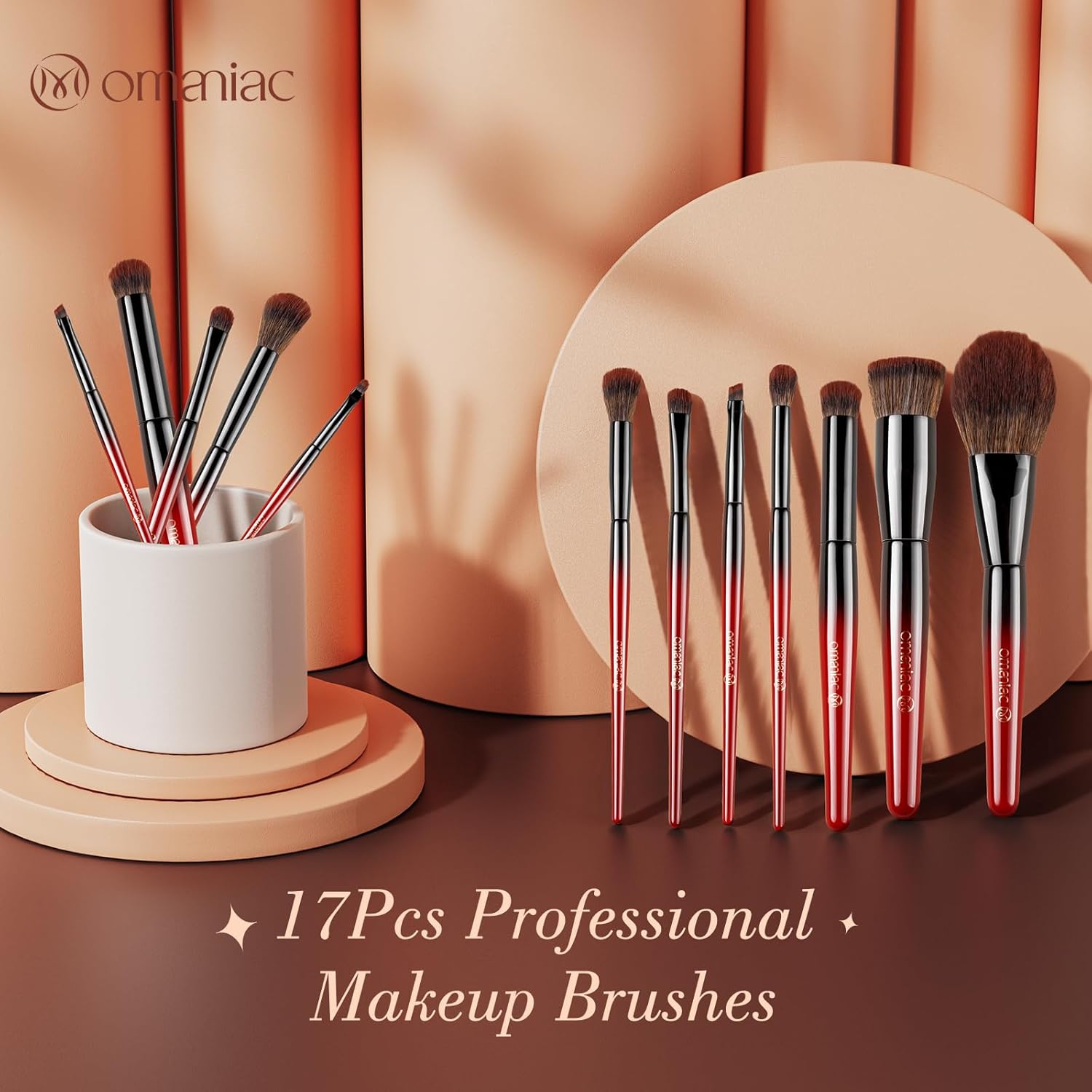 OMANIAC 17-Piece Professional Makeup Brush Set with Wooden Handles for Beginners - Image 7
