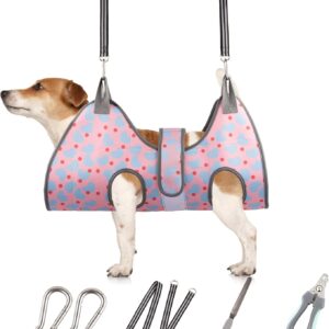Dog Grooming Hammock for Small Dogs & Cats, Dog Grooming Harness for Nail Trimming, Pet Grooming Sling Helper with Nail Clippers/Nail Trimmers