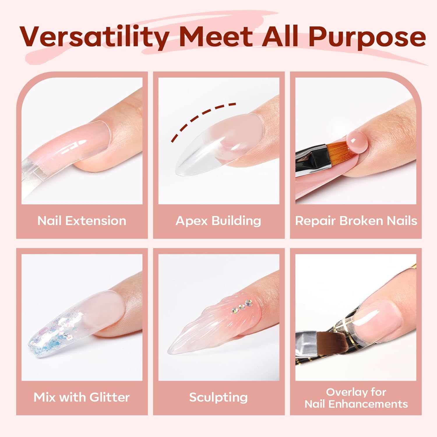 Modelones 30ml Dual-Chamber Poly Gel Kit with Slip Solution and Base Coat for Salon Quality Nails - Image 7