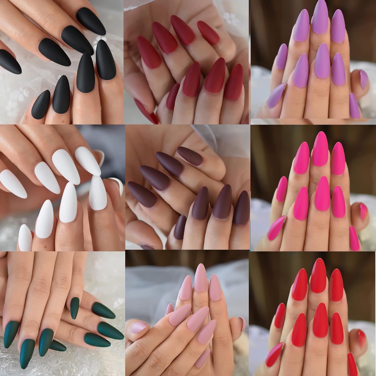 AddFavor 12 Pack Short Square Press On Nails Matte Acrylic Colored Fingernails Kit for Women - Image 3