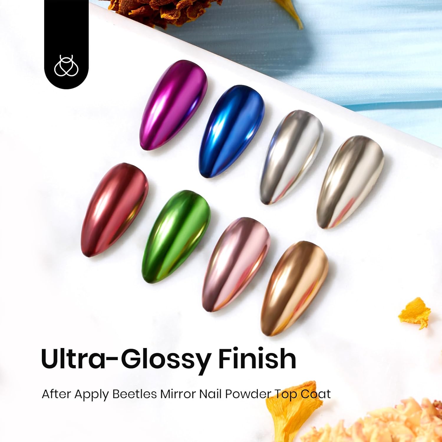 Beetles Chrome Gel Nail Polish Top Coat Set, 7.5ml Bottles, Long-Lasting Shine - Image 3