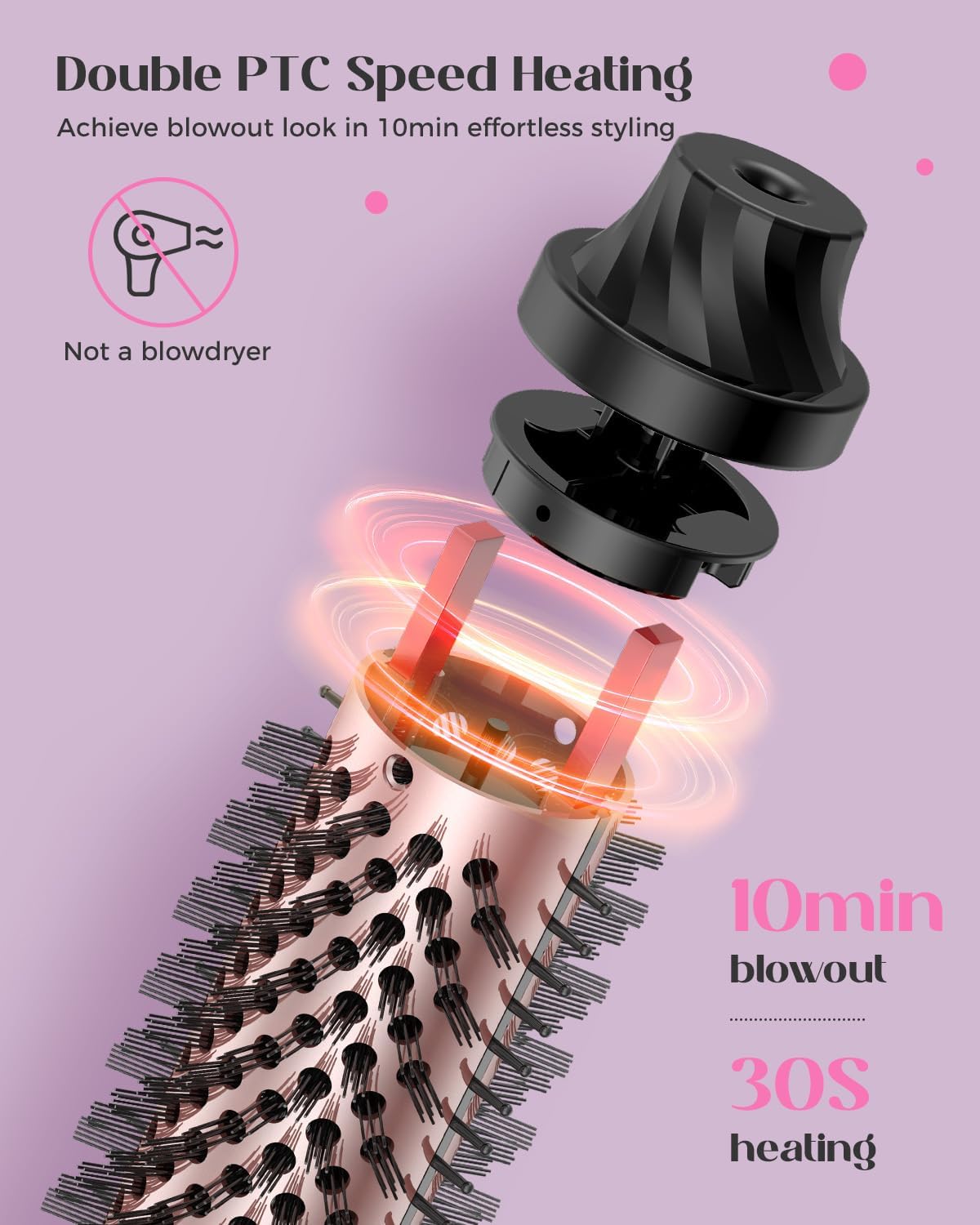 New Upgraded Infrared 5-Heat Setting Thermal Hair Dryer Brush with LED Display - Image 4