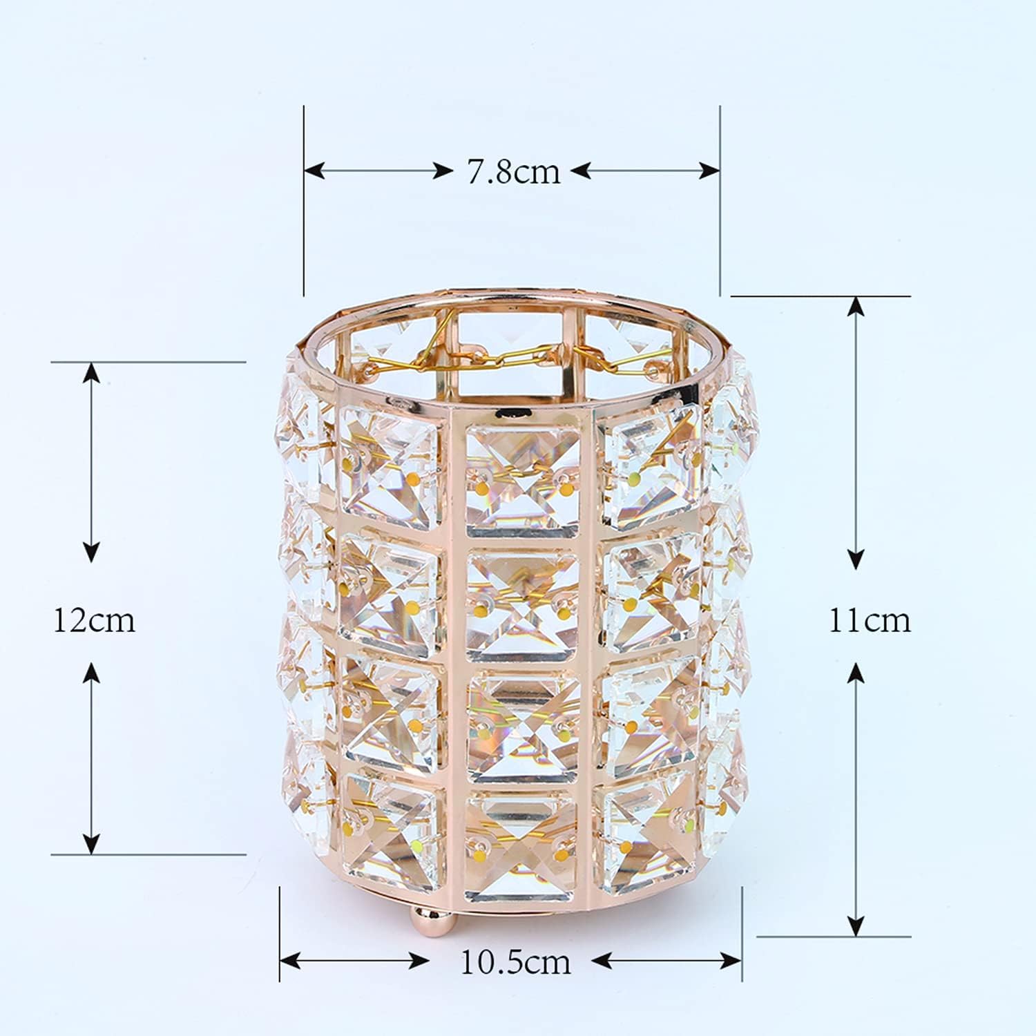 LUGUNU 2-Pack Elegant Makeup Brush Holder Vanity Organizer with Golden Crystal Bling - Image 6