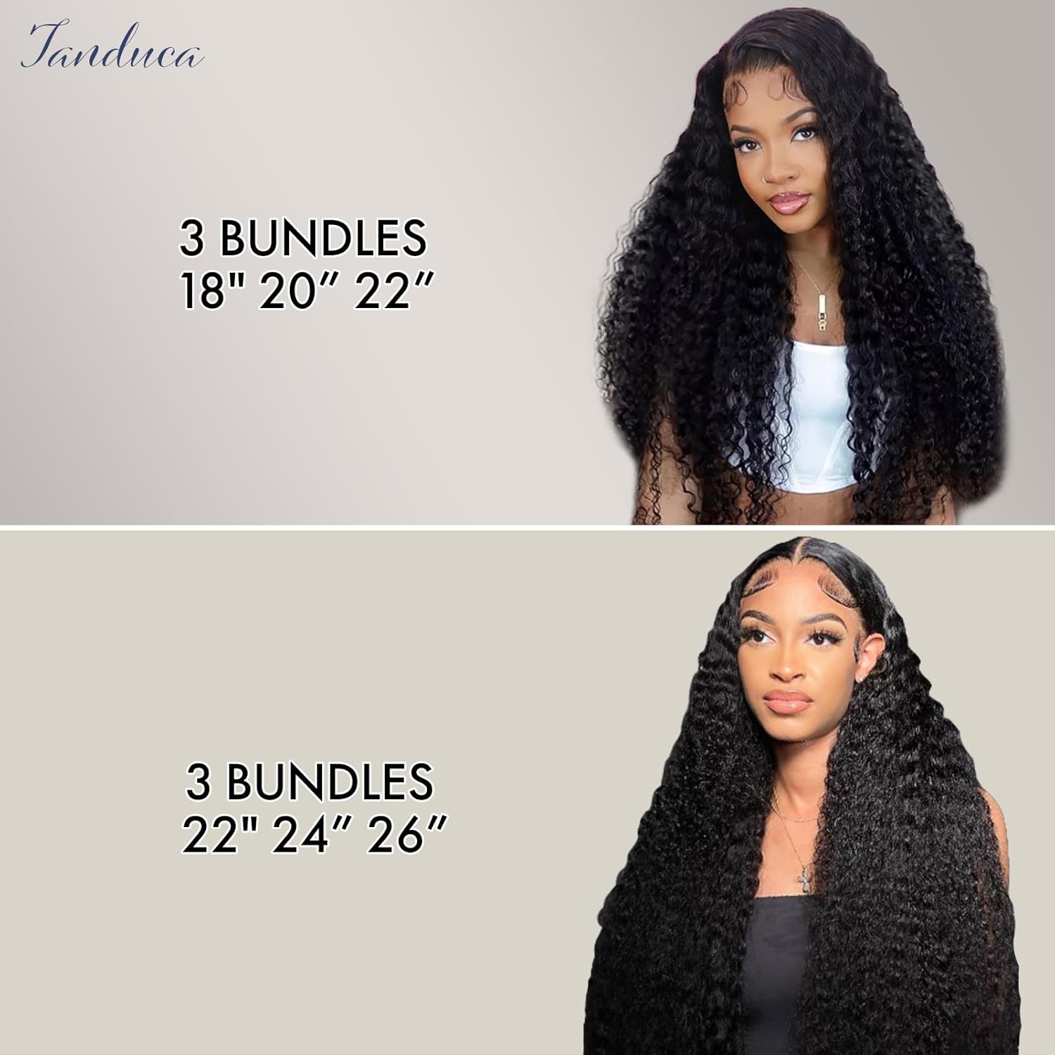Deep Wave Curly Human Hair Bundles 20 22 24 Inch 3 Set Natural Black - Image 4