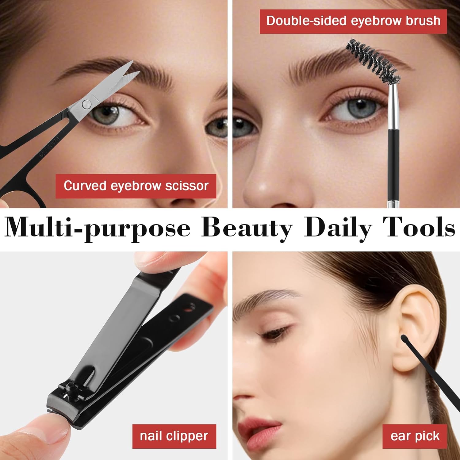 Hyxhappy 9-Piece Stainless Steel Precision Tweezers Kit with Travel Case for Eyebrows - Image 5