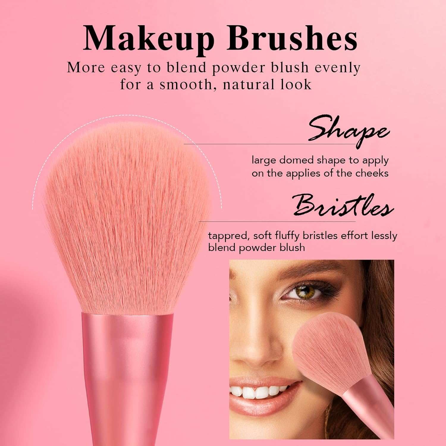 Vegan Bristle Makeup Brush Set with Storage Bag and Case for Beginners and Professionals - Image 3