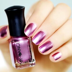 Nail Polish Metallic Mirror Effect Metal Long-Lasting Quick Dry Nail Lacquers, Shiny Chrome DIY Manicure (001#TJ, 6ml)