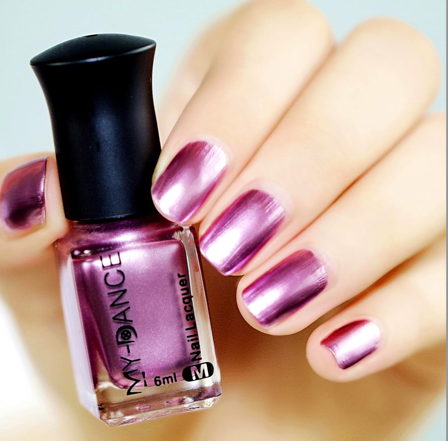 Nail Polish Metallic Mirror Effect Metal Long-Lasting Quick Dry Nail Lacquers, Shiny Chrome DIY Manicure (001#TJ, 6ml)
